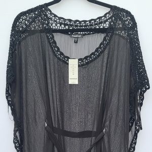BEBE Black Crochet Tiffany Tunic